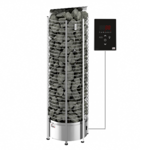 SAWO Электрическая печь Tower напольная пристенная, 9,0 кВт, нерж. сталь, артикул TH5-90Ni2-WL-P, выносной пульт (встроенный блок мощности, пульт покупается отдельно)